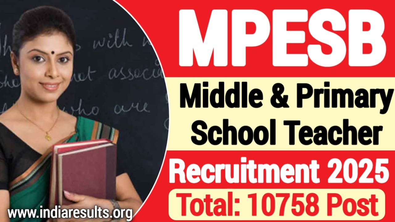 MPESB Middle School, Primary School Teacher Recruitment 2025: Apply Online for 10758 Posts, MPESB Teacher Recruitment 2025 Notification